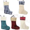 Buffalo Plaid Christmas Stocking 5 Styles Poly Sublimation Blank Xmas Santa Stackings Decor Party Party Ooa8297