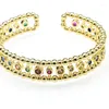 Bangle lyxiga smycken nickelfri högkvalitativ anti -blekande guldpläterad koppar multi cz inställning 12 mm bred för kvinnor