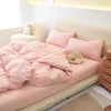 Bedding Sets 4 Piece Set Of Japanese Non Printing Wind And Water Washing Cotton Thickened Matted Bed Sheets With Reactive Dyeing