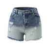 Women's Shorts Gradient Print Jeans 2023 Summer Denim High Waisted Mini Short Ladies Tight