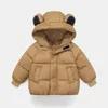 Manteau en duvet d'automne et d'hiver pour enfants, veste rembourrée en coton, avec oreilles d'ours, à capuche, pour garçons et filles, vêtements chauds et décontractés, 231027