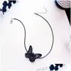 Collier Collier Ras Du Cou Noir Dentelle Veet Bande Femme Parti Bijoux Cou Accessoires Sautoirs Chaîne Artisanale Papillon Cadeau Drop Delive Dhfa7