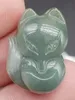 Certifierad Burma 100% naturlig typ A Jade Jadeite Carved Fox Lucky Pendant