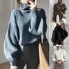 Chemisiers pour femmes automne hiver pull confortable élégant col haut coupe-vent conception élastique tricoté chaleur