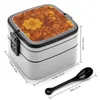 Serviesgoed 70S Retro Groovy Floral Garden Bento Box Lunch thermische container 2 lagen gezond gevoel