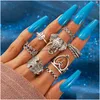 4Pcs / Set Déclaration Bague Ensemble Antique Tibétain Sier Gypsy Boho Knuckle Anneaux Pour Femmes Rétro Vintage Bijoux Turcs Aneis Anill Dhgarden Otqds