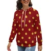 Women's Hoodies Gold Dot Long-Sleeve Vintage Polka Dots Pretty Hoodie Autumn Classic Oversized Graphic Sweatshirts