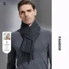 Scarves High Quality 100% Wool Scarf Autumn Winter Men Women Solid Versatile Classic Business Scarves Soft Thick Muffler Male 231027