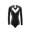 Women's Swimwear Swimsuit High Cut Triangle One Piece Long Sleeve Sunscreen Slim Covering Belly Sport Surfing Bathing Bikini