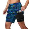 Gym Clothing Peacock Feather Board Shorts Summer Animal Print Sports Surf Beach Men Fast Dry Casual Printed Oversize Swim Trunks