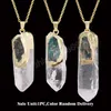 Collier pendentif en pierre naturelle brute, cristal blanc, pour hommes et femmes, Quartz, Druzy, prisme, pilier, baguette, bijoux