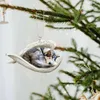装飾的な置物2Dアクリル車動物魅力チェーンダブルプリントブッククリスマスオーナメントホワイトエレファントギフト