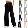 Pantaloni da donna Donna Yoga Palestra Danza Vita alta con coulisse Leggings a gamba larga Pantaloni tinta unita per correre Jogging larghi