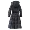 Womens long Jacket Down Jackets New design plastic waist puffer jacket collar raccoon fur collar Coats Winter Coat Bright black Warm Fashion Parkas Outerwear