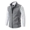 Giacche da uomo Gilet da uomo Elegante cardigan lavorato a maglia caldo gilet senza maniche con colletto rialzato Protezione per il collo con cerniera Ideale per l'autunno