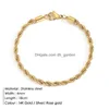 Bracelet de chaîne de corde torsadée pour femme Hip Hop Punk 4 mm couleur or collier en acier inoxydable bijoux de mode livraison directe Dhgarden Otlcl
