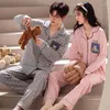 Vêtements de nuit pour hommes de haute qualité coton couples vêtements de nuit coréen mode cardigan pyjamas ensemble femmes et hommes correspondant homewear loungewear