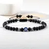 Bransoletka Evil Eye 4 mm naturalne czarne matowe lawowe kamienne koraliki ręcznie robiono pleciona bransoletka dla mężczyzn kobiety joga reiki regulabowana biżuteria biżuteria Krzystw