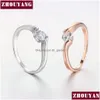 Fede nuziale per donna Conciso 4 mm Taglio rotondo Cubic Zirconia Colore oro rosa Fidanzamento Gioielli di moda Zyr239 Zyr422 Goccia Del Dhgarden Otjxv