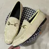 Scarpe da donna classiche in pelle con chiusura a cavallo in metallo scarpe eleganti firmate Italia moda comfort scarpe da uomo pigre stampa lettera scarpe basse casual taglia 35-45