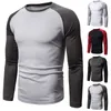 Camiseta masculina de beisebol manga longa camiseta moda em torno do pescoço costura esportes equipe camisa fitness casual collants topo