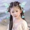 Hårtillbehör huvudbonad hanfu prydnad fjäril vinge sida klipp barn flicka hårnål tillbehör barn barrettes kinesisk stil
