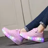 Athletic Outdoor Roller Skate Designer Shoes For Kids Boys Girls Led Wheel Sneakers Shoe With Two Wheels Childrens Glowing 231027