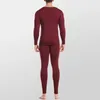 Intimo termico da uomo Set intimo slim fit T-shirt a maniche lunghe con scollo a V tinta unita Top e leggings con elastico in vita