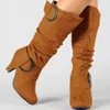 Buty buty na obcasie buty dla kobiet zimowe buty rycerza moda retro pasek klamra kolanowe wysokie buty żeńskie botki botas de mujer 231027