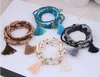 6pcs Bohemian Tassel Charm Multicolors Beads Bracelets Set Women Layers Stone Wristband Bracelet Bangles Factory price Fashion JewelryBracelets stone beads