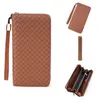 Portefeuilles Design hommes Style tissage portefeuille Simple couleur unie PU cuir porte-carte à glissière porte-monnaie téléphone sac à main