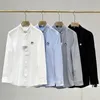 Camicie casual da uomo Polo Camicia a maniche lunghe tinta unita L home Camicia da lavoro casual con logo ricamato