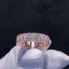 Luxury Style Two Rows Moissanite Diamond Ring Sterling Silver Full Iced Out Rose Gold Eternity Wedding