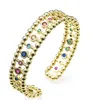 Bracelet de luxe en cuivre plaqué or, sans Nickel, de haute qualité, Anti-décoloration, réglage Multi CZ, 12mm de large pour femmes