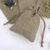 Gift Wrap 5Pcs Burlap Bags With Drawstring Jute Linen Sacks Storage Bag For Wedding Favors Party Box