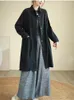 Kadın Ceketleri Retro Ramie Long 2023 Sonbahar Kış Kavur Haldigan Düğmesi Büyük Cep Gevşek Toplar Vintage Coats