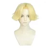 Fontes de festa seishu inui peruca cosplay anime tóquio revengres loira dourada resistente ao calor cabelo sintético halloween carnaval boné