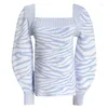 Chandails pour femmes Dabuwawa printemps automne tendance féminine Vintage col carré à manches longues chemise tricotée pull mince 2023 DF1CJS012