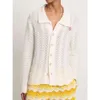 Casablanca Pearl Buckle Small Fragrant Style Cardigan Knitted Loose Knitted Sweater Long Sleeve Hollow Out Coat casablanc