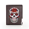 Wallets Classic Fashion Flower Skull Printing Pu Leather Wallet Men Steampunk Holder Short Purse Male222b