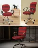 Housses de chaise rouge rétro grain de bois rustique élastique fauteuil ordinateur couverture extensible amovible bureau housse siège fendu