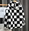 winter jacket men designer fleece jacket thick white black plaid mens jacket coats 23F