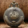 Relógios de bolso Estilo Foice Martelo Soviético Relógio de Quartzo Colar Pingente de Bronze Relógio CCCP Rússia Emblema Comunismo Top Presentes