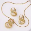 Necklace Earrings Set Arab Muslim Dubai Hollow Spiral Fashion And Elegant Gold Color Women's Bride Wedding Dress Accessories Jewelry