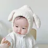 Caps Hats Cute Baby Plush Hat Autumn Winter Rabbit Ears Infant Beanie Cap Korean Cartoon Bunny Kids Boy Girl Warm Earflap Bonnet 231027