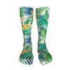 Chaussettes pour hommes drôle nouveauté équipage fou Cool conception imprimée en 3D plante tropicale vert basket-ball