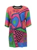 Urban Sexy Dresses LW Multicolor Sequins Mini Dresses Heart Plaid Decor Sequin T-shirt Loose Dress Half Sleeve Color Block Party Night Clubwears 231027