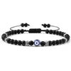 Bransoletka Evil Eye 4 mm naturalne czarne matowe lawowe kamienne koraliki ręcznie robiono pleciona bransoletka dla mężczyzn kobiety joga reiki regulabowana biżuteria biżuteria Krzystw