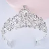 Hair Clips Gold Color Wedding Tiara For Bride Crystal Rhinestones Women AB Crowns With Comb Bridal Headpiece Jewelry Diadema Gift