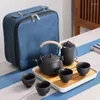 Teaware Set 2023 Travel Tea Set Plate Simple Ring Handle Pot Bamboo Cup El Family Business Gift